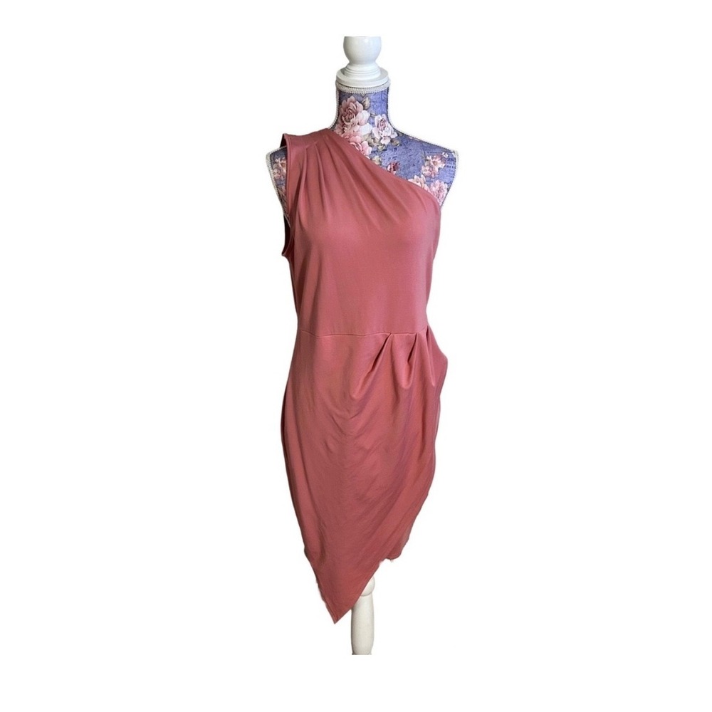 PRETTYGARDEN Mauve One Shoulder Asymmetric Tulip Hem Cocktail Dress Womens‎ XL